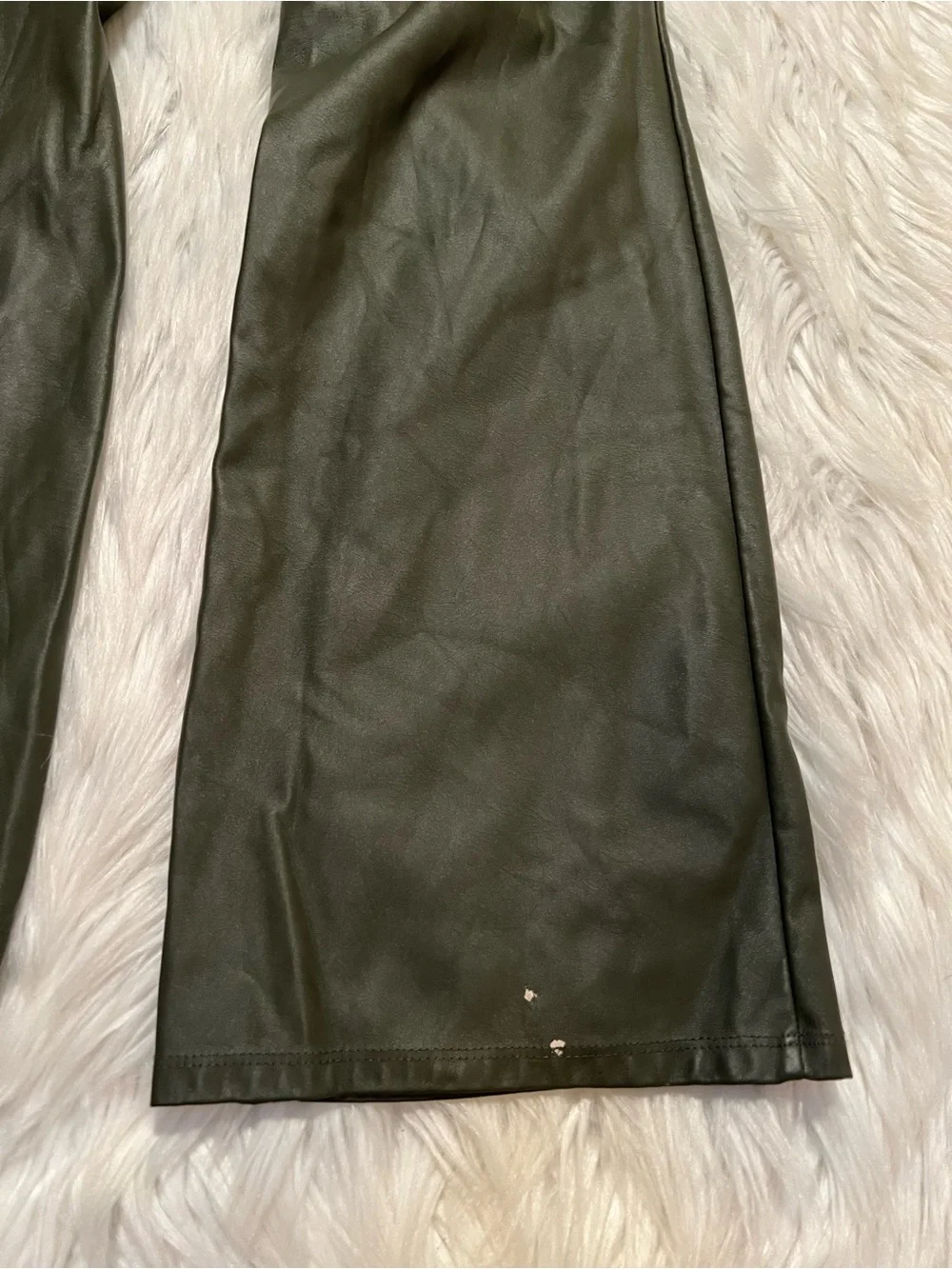 Wild Fable Women's Size 2 Low-Rise Flare Pant Olive Green Vegan Leather Pockets
